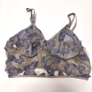 Gray Butterfly Lace‎ Bralette Crop Top Bralette Bra Top 2XL